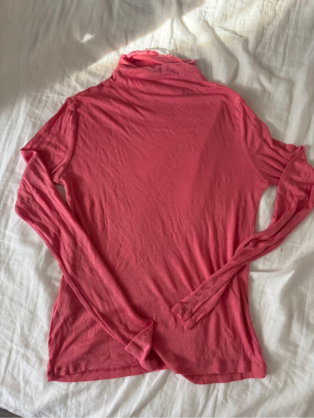 Mango Pink long sleeve turtleneck lightweight knit top